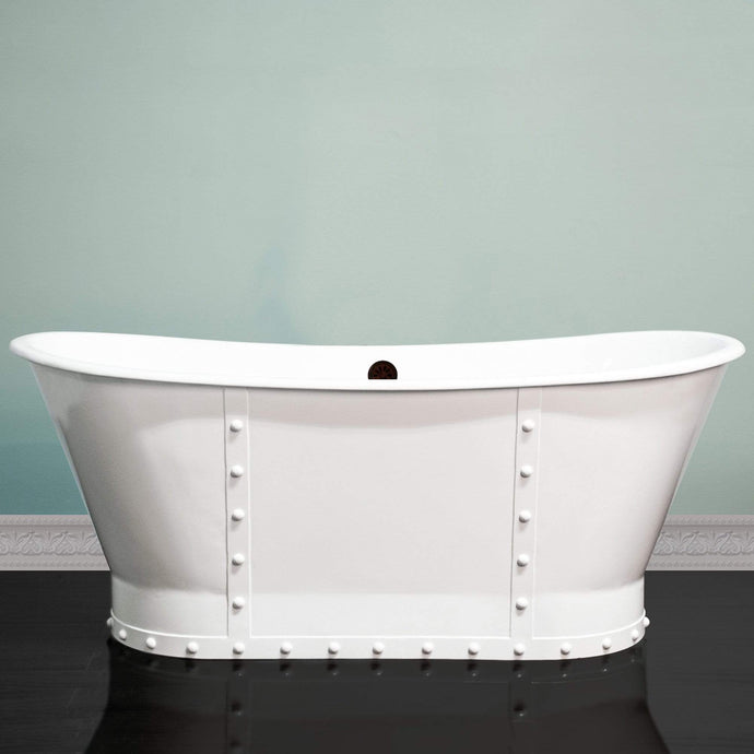 Cambridge Plumbing Bathtub Cambridge Plumbing DES67-PED-NH Cast Iron Double Slipper Skirted Bathtub 27