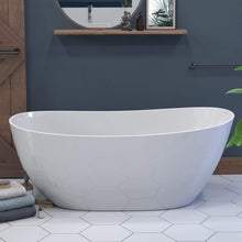 Load image into Gallery viewer, Cambridge Plumbing Bathtub Cambridge Plumbing ES-FSDES62-CP 62 Inch Engineered Stone Freestanding Double Slipper Soaking Tub