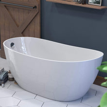 Load image into Gallery viewer, Cambridge Plumbing Bathtub Cambridge Plumbing ES-FSDES62-CP 62 Inch Engineered Stone Freestanding Double Slipper Soaking Tub