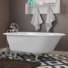 Load image into Gallery viewer, Cambridge Plumbing Bathtub Cambridge Plumbing RR55-398463-PKG-NH Cast-Iron Rolled Rim Clawfoot Tub 55&quot; X 30&quot; with complete Free Standing British Telephone Faucet and Hand Held Shower Plumbing Package