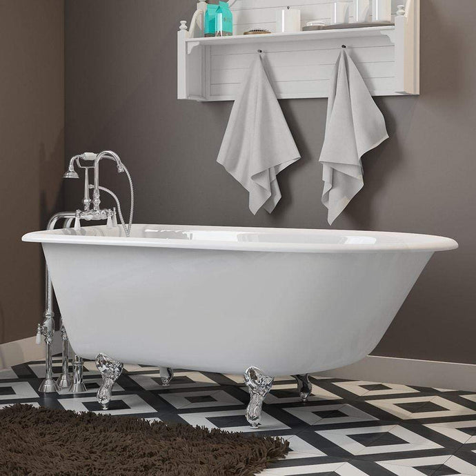 Cambridge Plumbing Cambridge Plumbing RR55-398684-PKG-BN-NH Cast-Iron Rolled Rim Clawfoot Tub 55