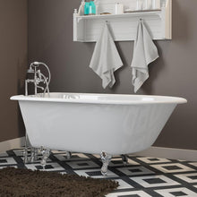 Load image into Gallery viewer, Cambridge Plumbing Bathtub Cambridge Plumbing RR55-463D-6-PKG-7DH Cast-Iron Rolled Rim Clawfoot Tub 55&quot; X 30&quot; with  7&quot; Deck Mount Faucet Drillings And British Telephone Faucet Complete Plumbing Package With Six Inch Deck Mount Risers