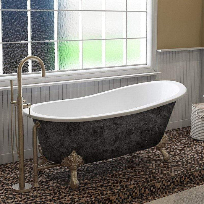 Cambridge Plumbing Bathtub Cambridge Plumbing ST67-NH-SP Scorched Platinum 67” x 30” Cast Iron Slipper Bathtub with” No Faucet Holes and Claw Feet