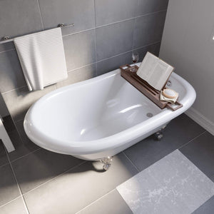 Cambridge Plumbing Bathtub Cambridge Plumbing USA-AST60-NH-BN USA Quality 60 Inch Clawfoot Slipper Tub with Contiuous Rim and Brushed Nickel Feet