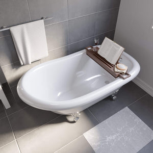 Cambridge Plumbing Bathtub Cambridge Plumbing USA-AST60-NH-CP USA Quality 60 Inch Clawfoot Slipper Tub with Contiuous Rim and Polished Chrome Feet