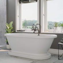 Load image into Gallery viewer, Cambridge Plumbing Bathtub OiI-Rubbed Bronze Cambridge Plumbing ADEP-398463-PKG-NH Acrylic Double Ended Pedestal Bathtub 70 X 30 Inch with no Faucet Drillings and Complete Plumbing Package