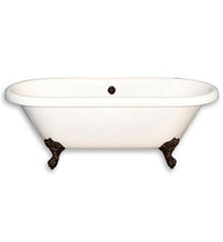 Load image into Gallery viewer, Cambridge Plumbing Bathtub Oil-Rubbed Bronze Cambridge Plumbing ADE-NH 70 Inch Acrylic Double Ended Clawfoot Soaking Tub with continuous rim and Brushed Nickel Feet