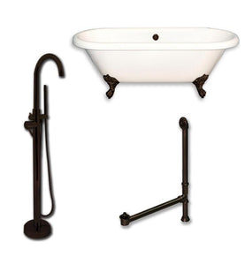 Cambridge Plumbing Bathtub Oil-Rubbed Bronze Cambridge Plumbing ADE60-150-PKG-NH 60 Inch Double Ended Clawfoot Bathtub with Complete Plumbing Package and No Faucet Drillings