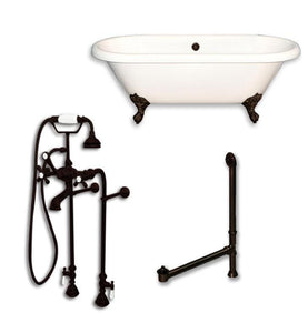 Cambridge Plumbing Bathtub Oil-Rubbed Bronze Cambridge Plumbing ADE60-398463-PKG-NH 60 Inch Double Ended Clawfoot Bathtub with Complete Plumbing Package and No Faucet Drillings