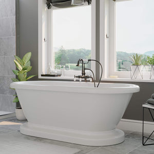 Cambridge Plumbing Bathtub Oil-Rubbed Bronze Cambridge Plumbing ADEP-398684-PKG-NH Acrylic Double Ended Pedestal Bathtub 70 X 30 Inch with no Faucet Drillings and Complete Plumbing Package