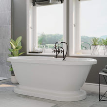 Load image into Gallery viewer, Cambridge Plumbing Bathtub Oil-Rubbed Bronze Cambridge Plumbing ADEP-463D-6-PKG-7DH Acrylic Double Ended Pedestal Bathtub 70 X 30 Inch with 7 Inch Faucet Drillings and Complete Plumbing Package