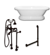 Load image into Gallery viewer, Cambridge Plumbing Bathtub Oil-Rubbed Bronze Cambridge Plumbing ADEP60-398463-PKG-NH 60 Inch Free Standing Double Ended Pedestal Bathtub with Complete Plumbing Package and No Faucet Drillings