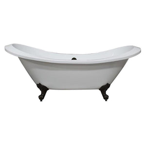 Cambridge Plumbing Bathtub Oil-Rubbed Bronze Cambridge Plumbing ADESXL-NH Extra Large Acrylic Double Slipper Clawfoot Tub and Continuous Rim