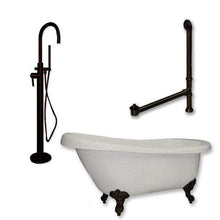 Load image into Gallery viewer, Cambridge Plumbing Bathtub Oil-Rubbed Bronze Cambridge Plumbing AST61-150-PKG-NH 61 Inch Acrylic Slipper Soaking Tub with and Complete Plumbing Package