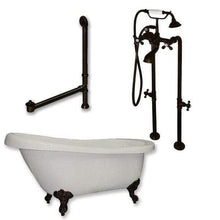 Load image into Gallery viewer, Cambridge Plumbing Bathtub Oil-Rubbed Bronze Cambridge Plumbing AST61-398463-PKG-NH 61 Inch Acrylic Slipper Soaking Tub with and Complete Plumbing Package