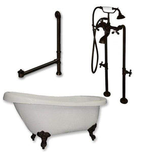 Cambridge Plumbing Bathtub Oil-Rubbed Bronze Cambridge Plumbing AST61-398463-PKG-NH 61 Inch Acrylic Slipper Soaking Tub with and Complete Plumbing Package