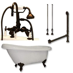 Cambridge Plumbing Bathtub Oil-Rubbed Bronze Cambridge Plumbing AST61-684D-PKG-7DH 61 Inch Acrylic Slipper Soaking Tub with and Complete Plumbing Package