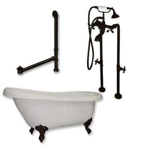 Cambridge Plumbing Bathtub Oil Rubbed Bronze Cambridge Plumbing AST67-398463-PKG-NH 67 Inch Acrylic Clawfoot Slipper Soaking Tub with Continuous Rim and Plumbing Package