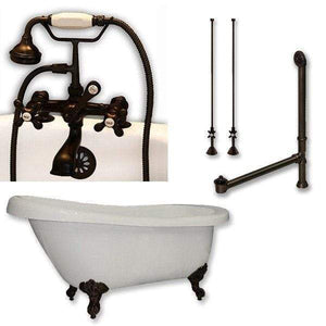 Cambridge Plumbing Bathtub Oil Rubbed Bronze Cambridge Plumbing AST67-463D-2-PKG-7DH 67 Inch Acrylic Clawfoot Slipper Soaking Tub with and Plumbing Package