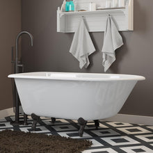 Load image into Gallery viewer, Cambridge Plumbing Bathtub Oil Rubbed Bronze Cambridge Plumbing RR55-150-PKG-NH Cast-Iron Rolled Rim Clawfoot Tub 55&quot; X 30&quot;  with no Faucet Drillings and Complete Modern Freestanding Tub Filler with Hand Held Shower Assembly Plumbing Package