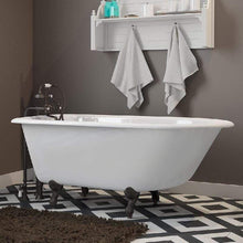 Load image into Gallery viewer, Cambridge Plumbing Bathtub Oil Rubbed Bronze Cambridge Plumbing RR55-398463-PKG-NH Cast-Iron Rolled Rim Clawfoot Tub 55&quot; X 30&quot; with complete Free Standing British Telephone Faucet and Hand Held Shower Plumbing Package