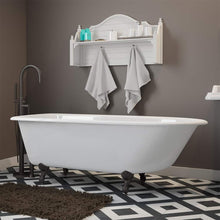 Load image into Gallery viewer, Cambridge Plumbing Bathtub Oil Rubbed Bronze Cambridge Plumbing RR61-150-PKG-NH Cast-Iron Rolled Rim Clawfoot Tub 61&quot; X 30&quot; with no Faucet Drillings and Complete Modern Freestanding Tub Filler with Hand Held Shower Assembly Plumbing Package