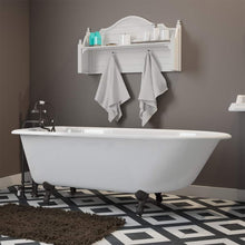 Load image into Gallery viewer, Cambridge Plumbing Bathtub Oil Rubbed Bronze Cambridge Plumbing RR61-398463-PKG-BN-NH Cast-Iron Rolled Rim Clawfoot Tub 61&quot; X 30&quot; with complete Free Standing British Telephone Faucet and Hand Held Shower Brushed Nickel Plumbing Package