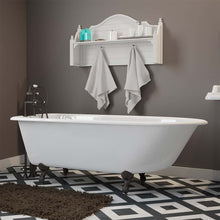 Load image into Gallery viewer, Cambridge Plumbing Bathtub Oil Rubbed Bronze Cambridge Plumbing RR61-463D-6-PKG-BN-7DH Cast-Iron Rolled Rim Clawfoot Tub 61&quot; X 30&quot; with  7&quot; Deck Mount Faucet Drillings And British Telephone Style Faucet Complete Brushed Nickel Plumbing Package With Six Inch Deck Mount Risers