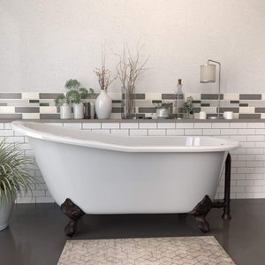 Cambridge Plumbing Bathtub Oil Rubbed Bronze Cambridge Plumbing ST67-NH Cast Iron Slipper Clawfoot Tub 67" X 30" with No Faucet Drillings