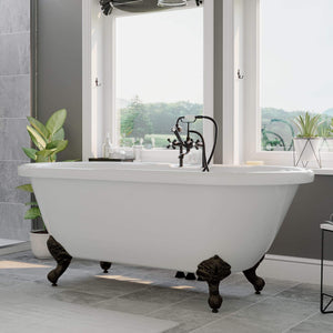 Cambridge Plumbing Bathtub Oil Rubbed Bronze Finish Cambridge Plumbing ADE-463D-6-PKG-7DH Acrylic Double Ended Clawfoot Soaking Tub and Complete Plumbing Package