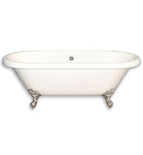Load image into Gallery viewer, Cambridge Plumbing Bathtub Polished Chrome Cambridge Plumbing ADE-NH 70 Inch Acrylic Double Ended Clawfoot Soaking Tub with continuous rim and Brushed Nickel Feet