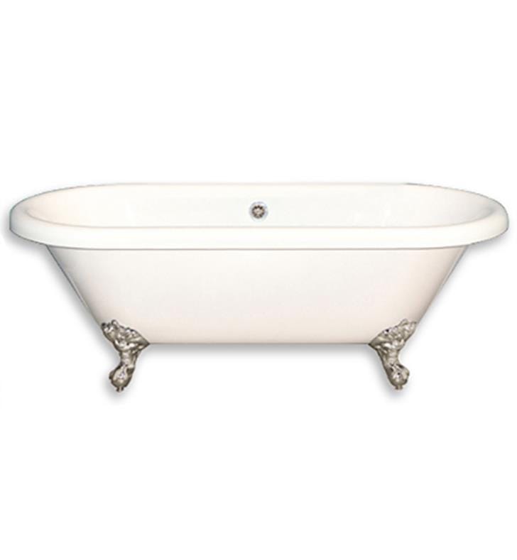 Cambridge Plumbing Bathtub Polished Chrome Cambridge Plumbing ADE-NH 70 Inch Acrylic Double Ended Clawfoot Soaking Tub with continuous rim and Brushed Nickel Feet