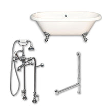 Load image into Gallery viewer, Cambridge Plumbing Bathtub Polished Chrome Cambridge Plumbing ADE60-398463-PKG-NH 60 Inch Double Ended Clawfoot Bathtub with Complete Plumbing Package and No Faucet Drillings