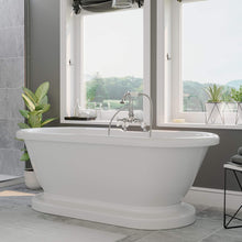 Load image into Gallery viewer, Cambridge Plumbing Bathtub Polished Chrome Cambridge Plumbing ADEP-684D-PKG-7DH Acrylic Double Ended Pedestal Bathtub 70&quot; X 30&quot; with 7 inch Deck Mount Faucet Drillings and Complete  Plumbing Package