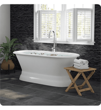 Load image into Gallery viewer, Cambridge Plumbing Bathtub Polished Chrome Cambridge Plumbing ADEP60-150-PKG-NH 60 Inch Free Standing Double Ended Pedestal Bathtub with Complete Plumbing Package and No Faucet Drillings
