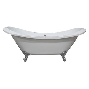 Cambridge Plumbing Bathtub Polished Chrome Cambridge Plumbing ADESXL-NH Extra Large Acrylic Double Slipper Clawfoot Tub and Continuous Rim