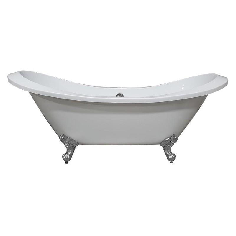 Cambridge Plumbing Bathtub Polished Chrome Cambridge Plumbing ADESXL-NH Extra Large Acrylic Double Slipper Clawfoot Tub and Continuous Rim