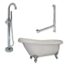 Load image into Gallery viewer, Cambridge Plumbing Bathtub Polished Chrome Cambridge Plumbing AST61-150-PKG-NH 61 Inch Acrylic Slipper Soaking Tub with and Complete Plumbing Package