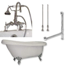 Load image into Gallery viewer, Cambridge Plumbing Bathtub Polished Chrome Cambridge Plumbing AST61-684D-PKG-7DH 61 Inch Acrylic Slipper Soaking Tub with and Complete Plumbing Package