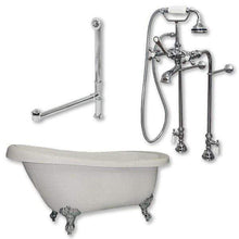 Load image into Gallery viewer, Cambridge Plumbing Bathtub Polished Chrome Cambridge Plumbing AST67-398463-PKG-NH 67 Inch Acrylic Clawfoot Slipper Soaking Tub with Continuous Rim and Plumbing Package