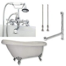 Load image into Gallery viewer, Cambridge Plumbing Bathtub Polished Chrome Cambridge Plumbing AST67-463D-2-PKG-7DH 67 Inch Acrylic Clawfoot Slipper Soaking Tub with and Plumbing Package
