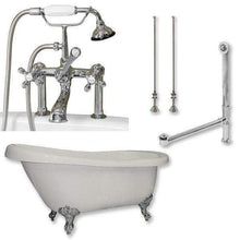Load image into Gallery viewer, Cambridge Plumbing Bathtub Polished Chrome Cambridge Plumbing AST67-463D-6-PKG-7DH 67 Inch Acrylic Clawfoot Slipper Soaking Tub with and Polished Chrome Plumbing Package