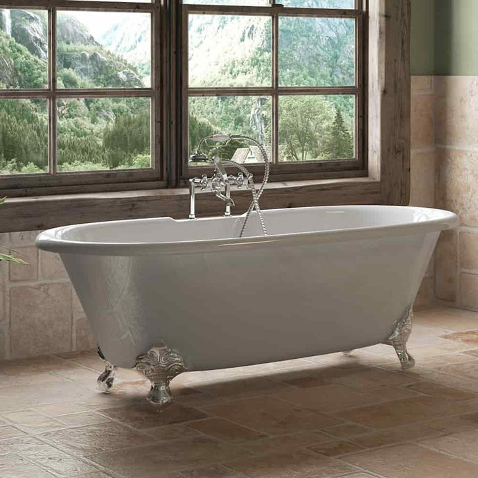 Cambridge Plumbing Bathtub Cambridge Plumbing DE67-463D-6-PKG-7DH Cast Iron Double Ended Clawfoot Tub 67
