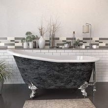 Load image into Gallery viewer, Cambridge Plumbing Bathtub Polished Chrome Cambridge Plumbing ST61-DH-SP Scorched Platinum 61” x 30” Cast Iron Slipper Bathtub with 7” Deck Mount Faucet Holes and  Claw Feet