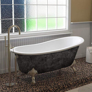 Cambridge Plumbing Bathtub Polished Chrome Cambridge Plumbing ST67-NH-SP Scorched Platinum 67” x 30” Cast Iron Slipper Bathtub with” No Faucet Holes and Claw Feet