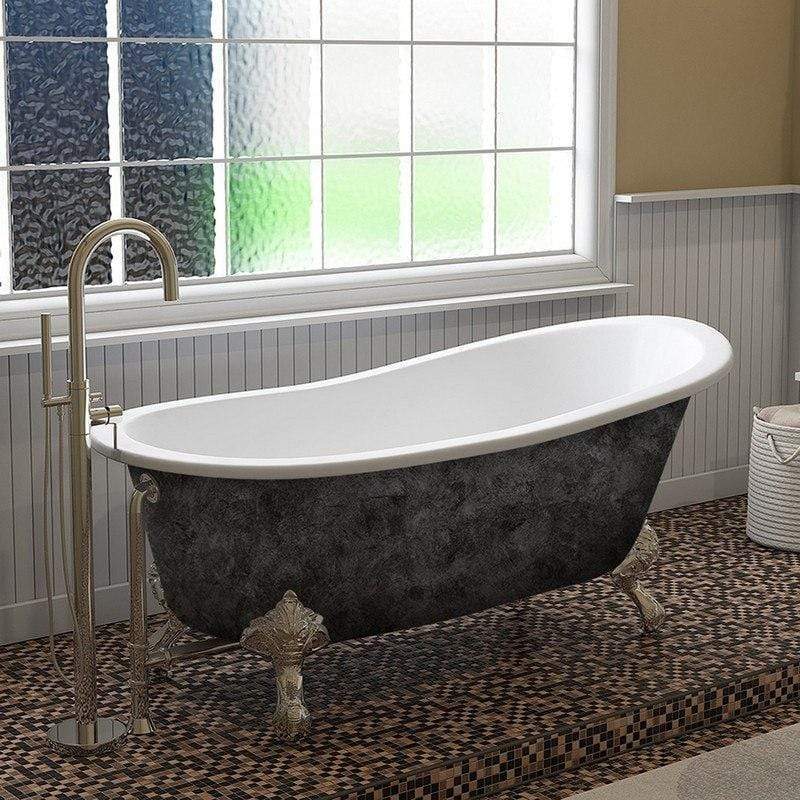 Cambridge Plumbing Bathtub Polished Chrome Cambridge Plumbing ST67-NH-SP Scorched Platinum 67” x 30” Cast Iron Slipper Bathtub with” No Faucet Holes and Claw Feet