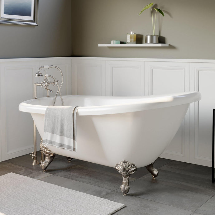 Cambridge Plumbing Cambridge Plumbing AST67-DH Hand Painted Scorched Platinum Acrylic Slipper Bathtub with 7