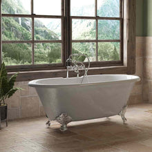 Load image into Gallery viewer, Cambridge Plumbing Cambridge Plumbing DE60-463D-6-PKG-7DH Cast Iron Double Ended Clawfoot Tub 60&quot; X 30&quot; with  7&quot; Deck Mount Faucet Drillings and British Telephone Style Faucet Complete Plumbing Package With Six Inch Deck Mount Risers