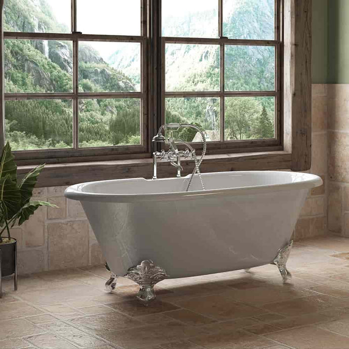 Cambridge Plumbing Cambridge Plumbing DE60-463D-6-PKG-7DH Cast Iron Double Ended Clawfoot Tub 60