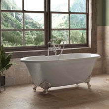 Load image into Gallery viewer, Cambridge Plumbing Cambridge Plumbing DE60-463D-6-PKG-7DH Cast Iron Double Ended Clawfoot Tub 60&quot; X 30&quot; with  7&quot; Deck Mount Faucet Drillings and British Telephone Style Faucet Complete Plumbing Package With Six Inch Deck Mount Risers